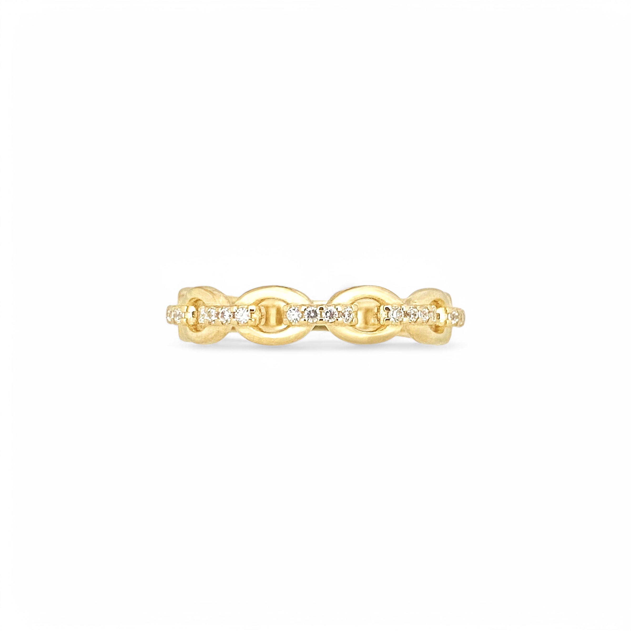 טבעת זהב 14K חוליות משובצת זירקונים טבעת זהב 14K חוליות משובצת זירקונים